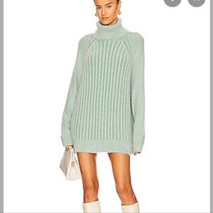 Free People Big City Turtleneck Sweater Oversized Sea Spruce